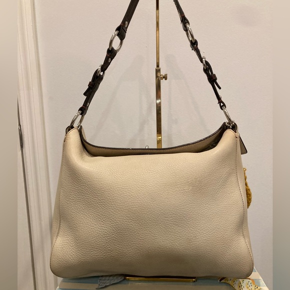 Coach Chelsea Pebbled Leather Turn Lock Shoulder Hobo Bag Cream - Picture 3 of 12